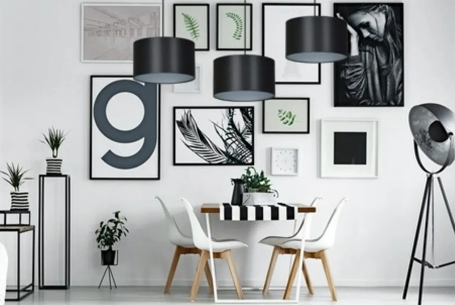 New Potrójna, abażurowa lampa wisząca do salonu 185/3 ROTO | Kaja Żyrandole Nowoczesne