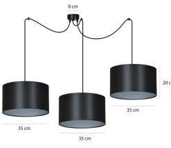 New Potrójna, abażurowa lampa wisząca do salonu 185/3 ROTO | Kaja Żyrandole Nowoczesne