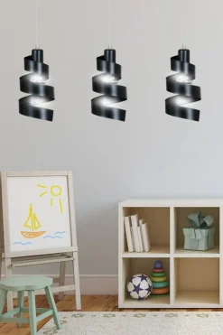 Store Potrójna, czarna lampa wisząca, zawijasy 352/3 SAGA | Kaja Oświetlenie Żyrandole Nowoczesne