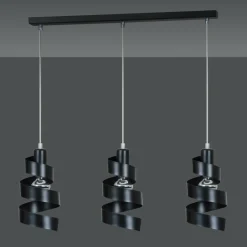 Store Potrójna, czarna lampa wisząca, zawijasy 352/3 SAGA | Kaja Oświetlenie Żyrandole Nowoczesne