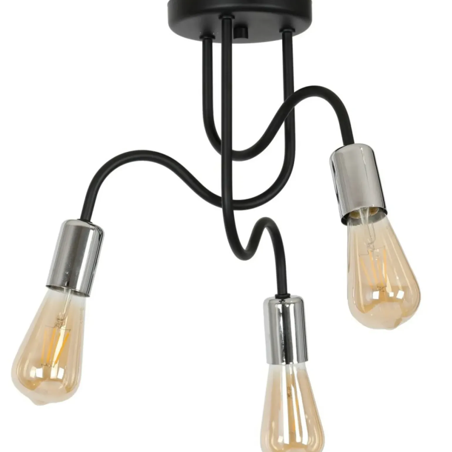 New Potrójna, czarno-srebrna lampa sufitowa LX 8071 z serii DOW | Kaja Żyrandole Nowoczesne