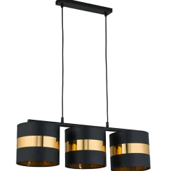 Clearance Potrójna, czarno-złota lampa wisząca z abażurami TK 4380 z serii PARIS Żyrandole Nowoczesne
