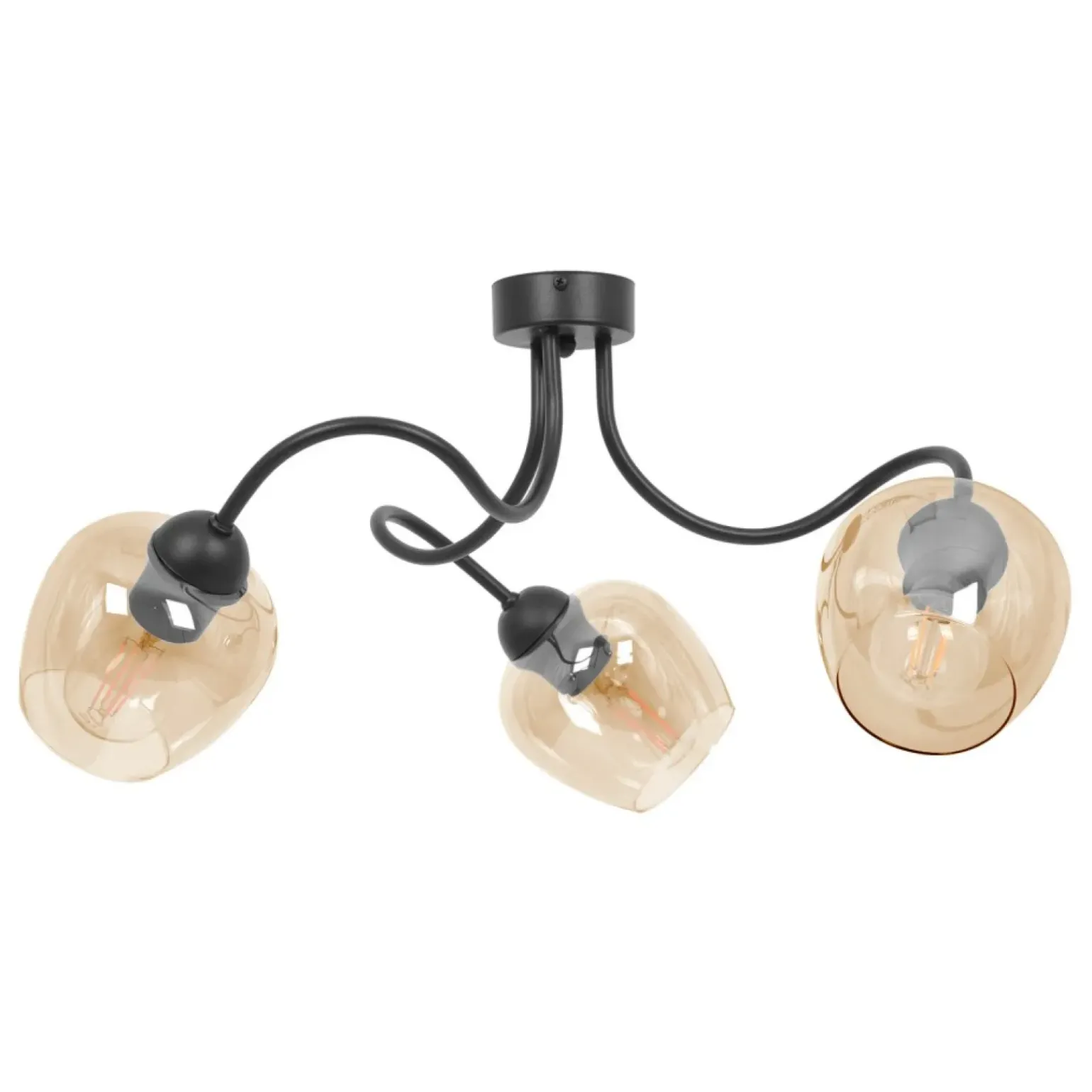 Best Potrójna lampa sufitowa z bursztynowymi kloszami K-5190 z serii DIUNA Żyrandole Nowoczesne