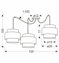 Outlet Potrójna lampa wisząca do salonu, z abażurami 33-17864 z serii BENETA | Kaja Ośw Żyrandole Nowoczesne