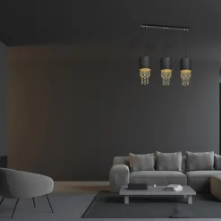Sklep Kaja Potrójna lampa wisząca do salonu z abażurem MLP64400 z serii ALMERIA | Kaja Oświ