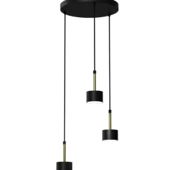 Store Potrójna lampa wisząca w czarno-złotym kolorze MLP7762 z serii ARENA | Kaja Oświ Żyrandole Nowoczesne