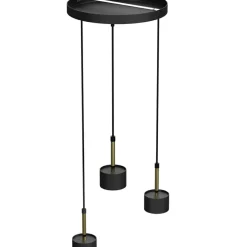 Store Potrójna lampa wisząca w czarno-złotym kolorze MLP7762 z serii ARENA | Kaja Oświ Żyrandole Nowoczesne