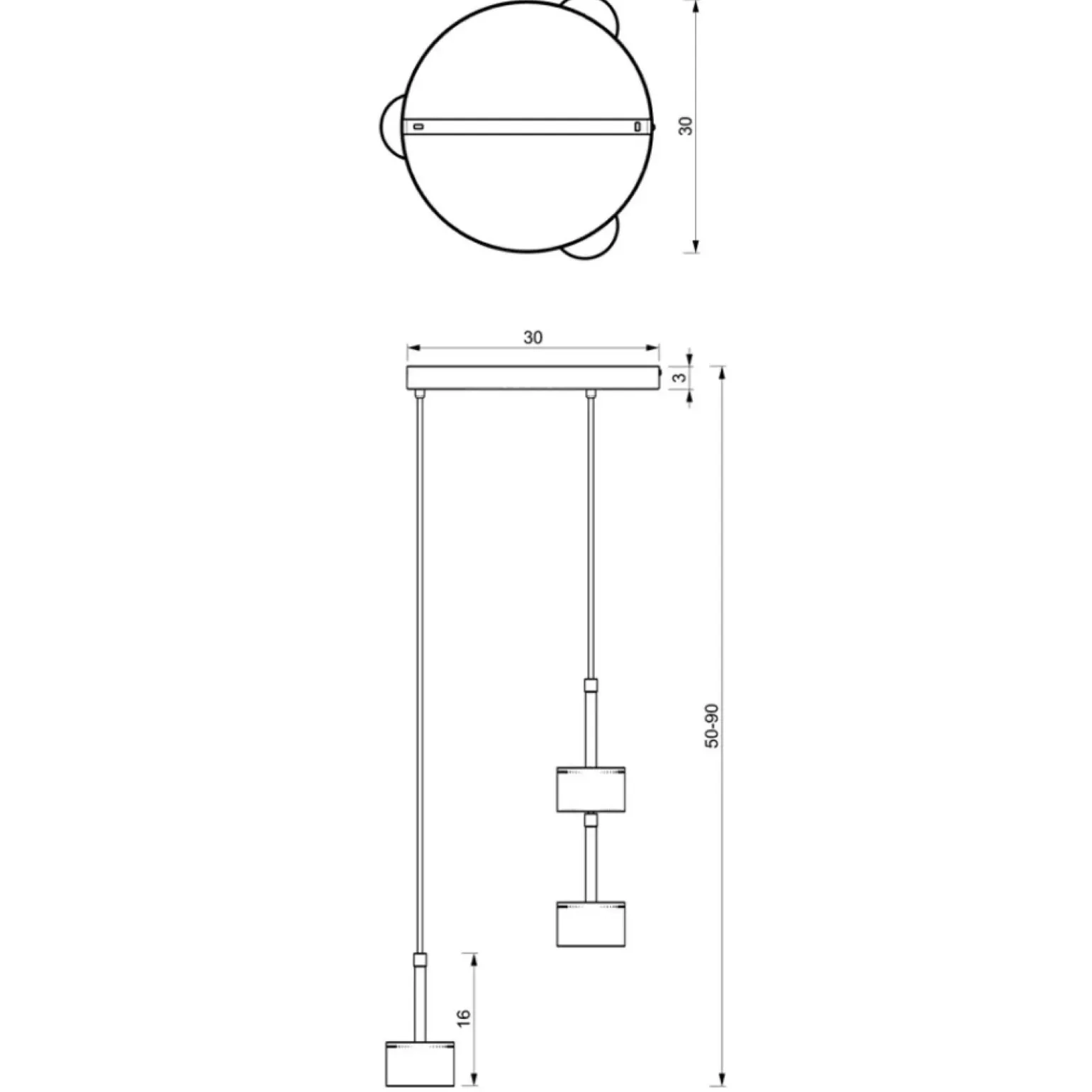 Store Potrójna lampa wisząca w czarno-złotym kolorze MLP7762 z serii ARENA | Kaja Oświ Żyrandole Nowoczesne