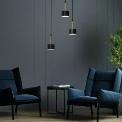 Store Potrójna lampa wisząca w czarno-złotym kolorze MLP7762 z serii ARENA | Kaja Oświ Żyrandole Nowoczesne