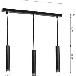 Flash Sale Potrójna lampa wisząca z czarnymi tubami MLP6232 z serii DANI | Kaja Oświetlenie Żyrandole Nowoczesne