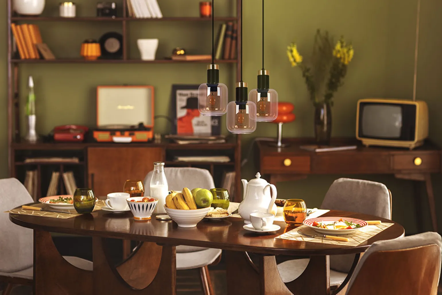 Sklep Kaja Potrójna lampa wisząca z dekoracyjnymi kloszami K-5267 z serii DOKA