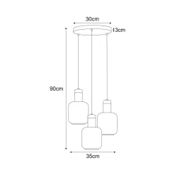 Sklep Kaja Potrójna lampa wisząca z dekoracyjnymi kloszami K-5267 z serii DOKA