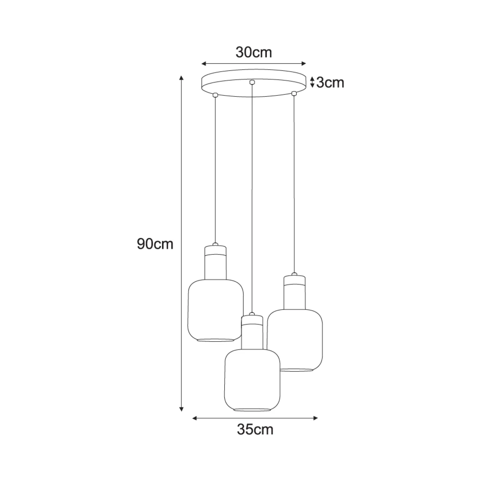 Sklep Kaja Potrójna lampa wisząca z dekoracyjnymi kloszami K-5267 z serii DOKA