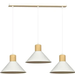 Best Potrójna lampa wisząca z dodatkami drewna 1045/3 ROWEN | Kaja Żyrandole Nowoczesne