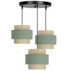 Hot Potrójna lampa wisząca z zielonymi elementami 33-25449 z serii SASSO | Kaja Oświ Żyrandole Nowoczesne