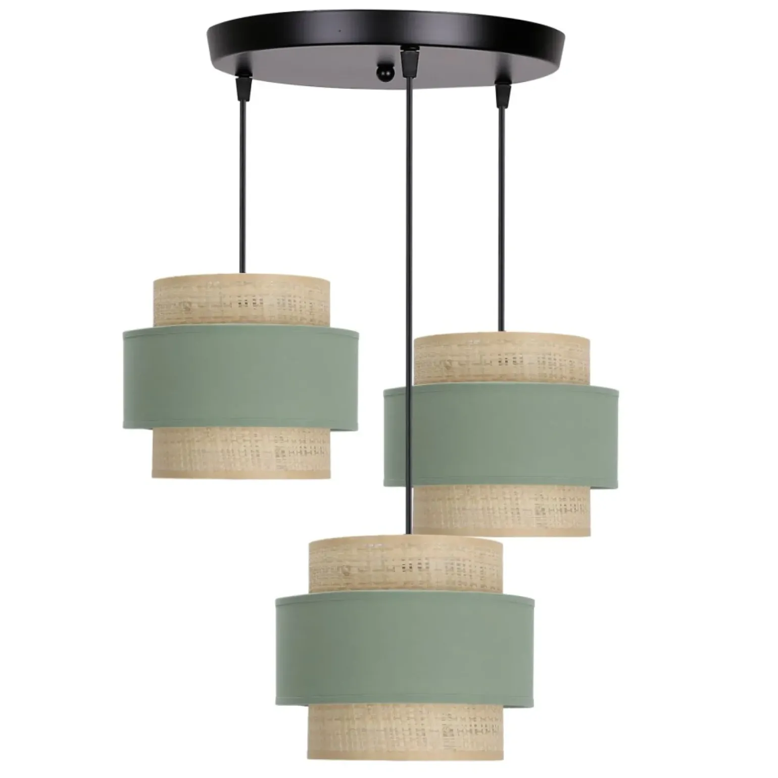 Hot Potrójna lampa wisząca z zielonymi elementami 33-25449 z serii SASSO | Kaja Oświ Żyrandole Nowoczesne