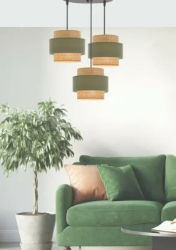 Hot Potrójna lampa wisząca z zielonymi elementami 33-25449 z serii SASSO | Kaja Oświ Żyrandole Nowoczesne
