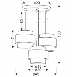 Hot Potrójna lampa wisząca z zielonymi elementami 33-25449 z serii SASSO | Kaja Oświ Żyrandole Nowoczesne