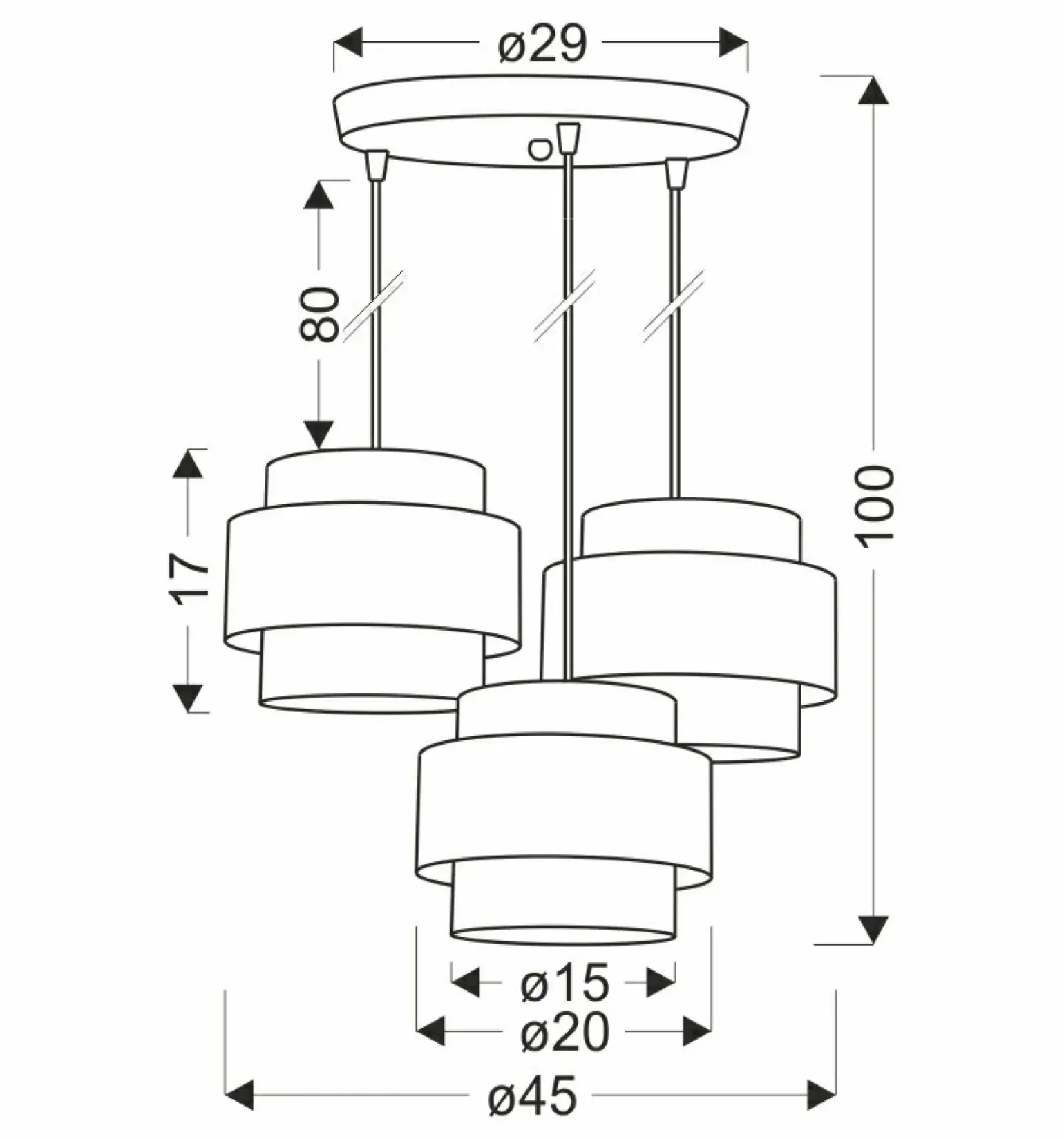 Hot Potrójna lampa wisząca z zielonymi elementami 33-25449 z serii SASSO | Kaja Oświ Żyrandole Nowoczesne