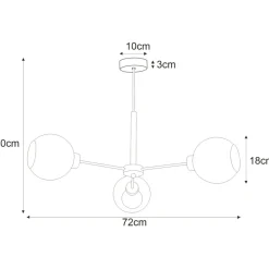 New Potrójna lampa z przezroczystymi kloszami K-4856 LAMBERT | Kaja Żyrandole Nowoczesne