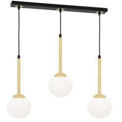 Sale Potrójna, złota lampa wisząca z białymi kloszami MLP4821 z serii PARMA | Kaja Oś Żyrandole Nowoczesne