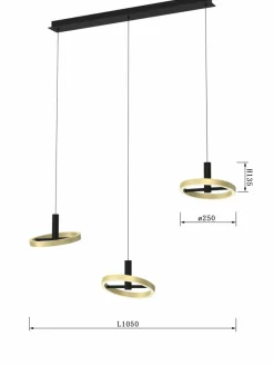 Best Potrójny, ledowy zwis nad wyspę kuchenną WF 7016-304 BREST | Kaja Żyrandole Nowoczesne