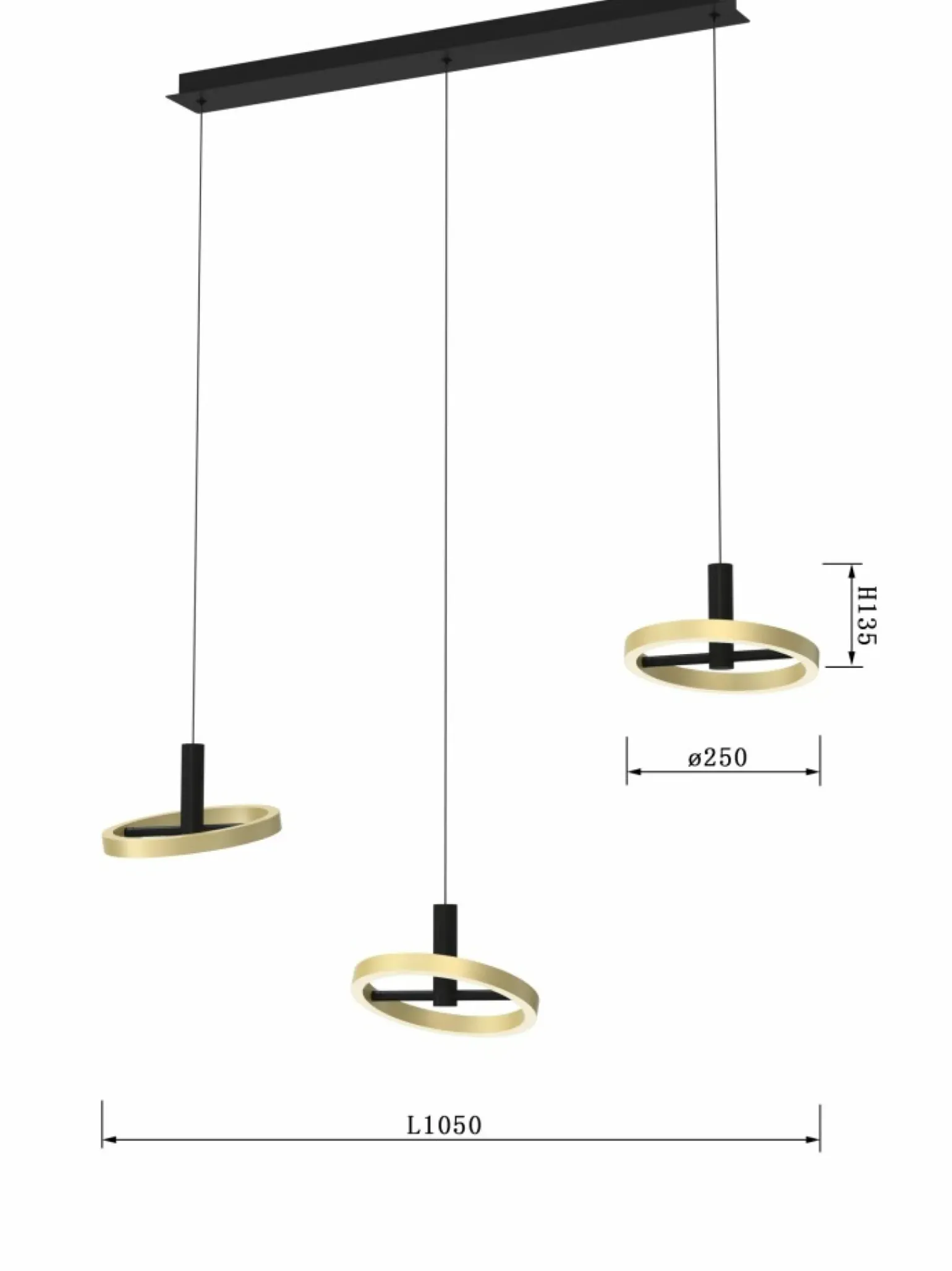 Best Potrójny, ledowy zwis nad wyspę kuchenną WF 7016-304 BREST | Kaja Żyrandole Nowoczesne