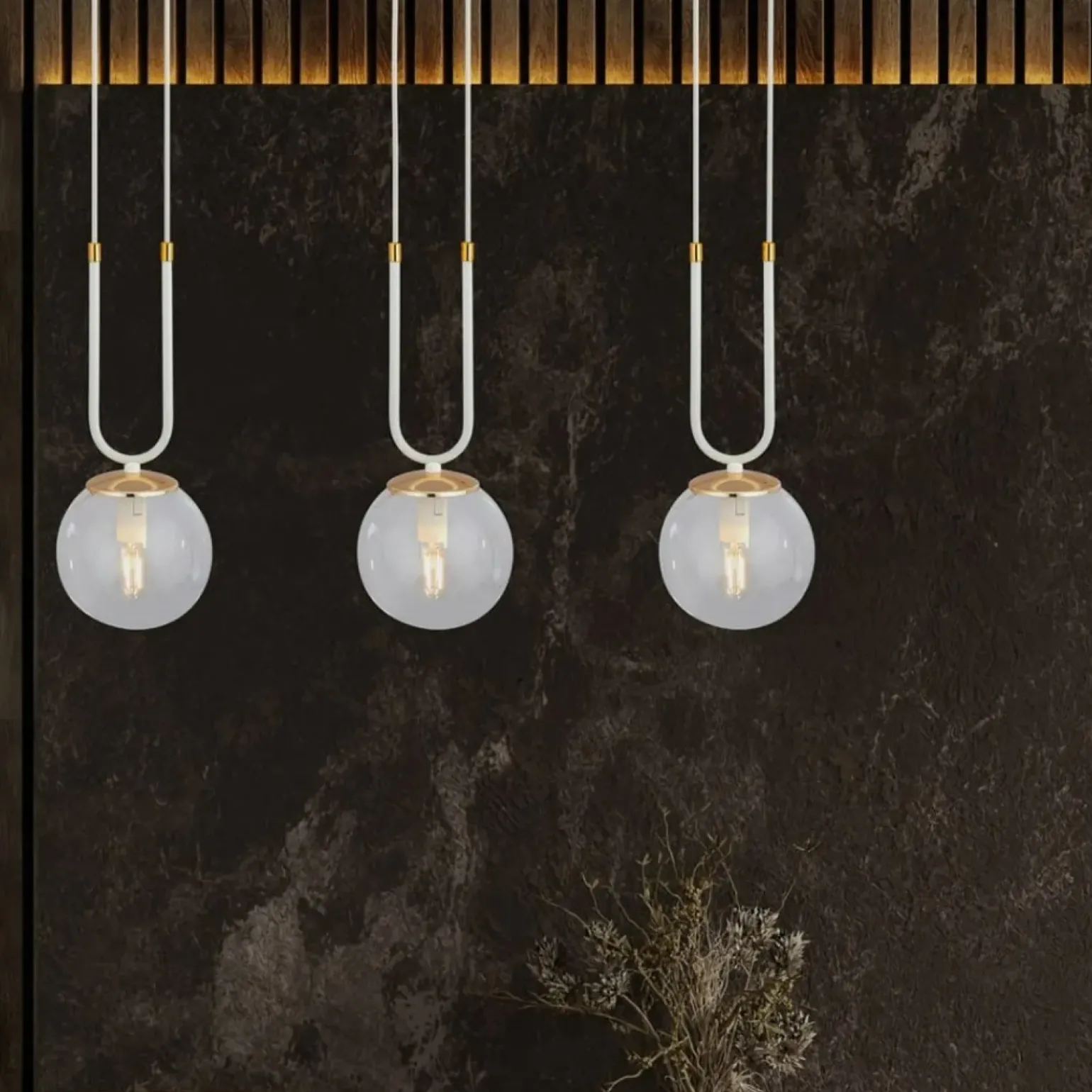 Best Potrójny zwis na listwie, nad wyspę kuchenną 1116/3 GLAM | Kaja Żyrandole Nowoczesne