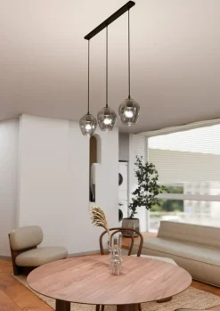 New Potrójny zwis z ciemnymi kloszami na listwie 680/3 ISTAR | Kaja Żyrandole Nowoczesne