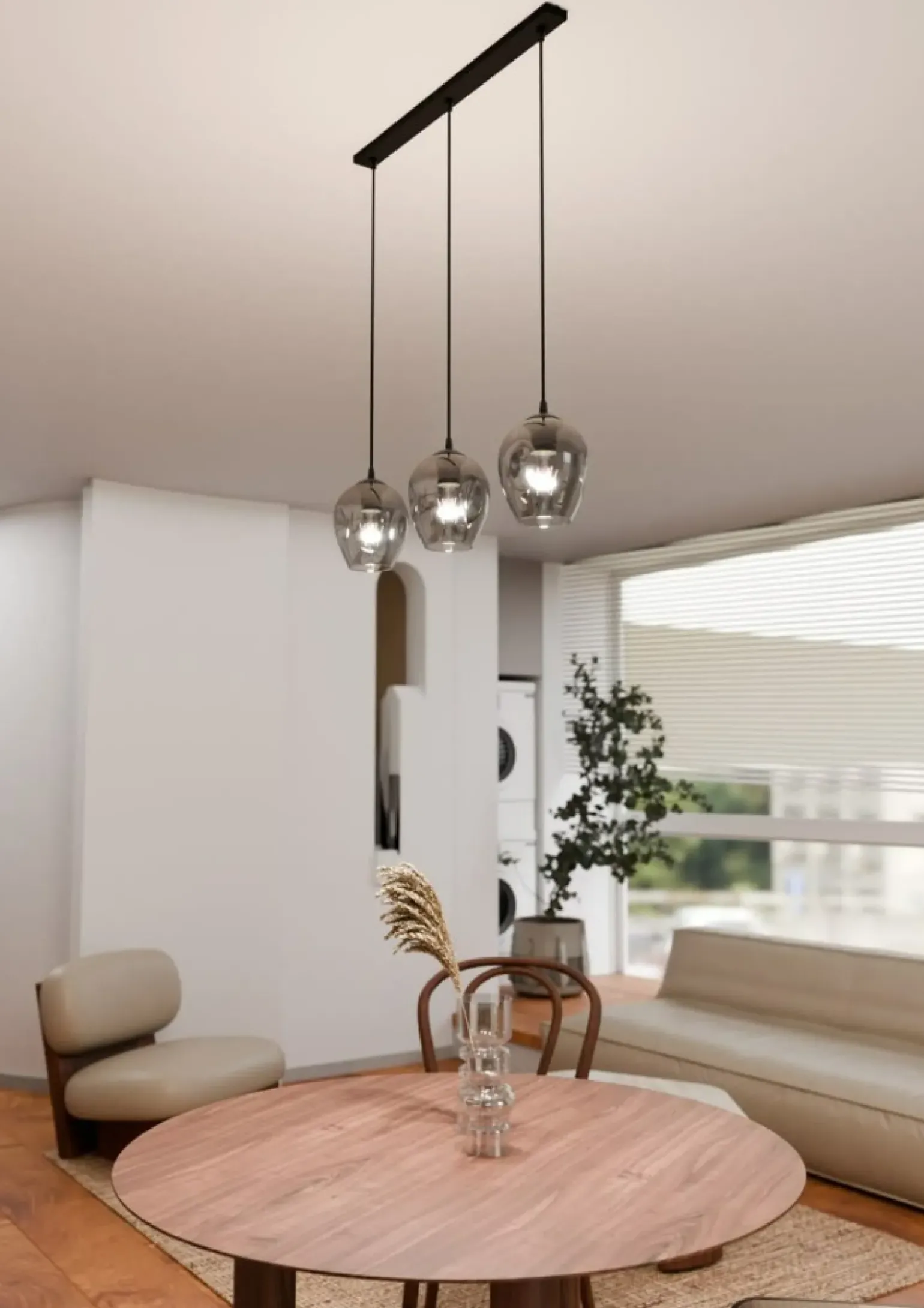 New Potrójny zwis z ciemnymi kloszami na listwie 680/3 ISTAR | Kaja Żyrandole Nowoczesne