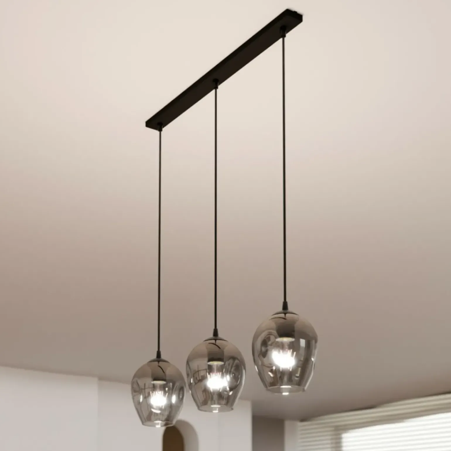 New Potrójny zwis z ciemnymi kloszami na listwie 680/3 ISTAR | Kaja Żyrandole Nowoczesne