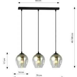 New Potrójny zwis z ciemnymi kloszami na listwie 680/3 ISTAR | Kaja Żyrandole Nowoczesne