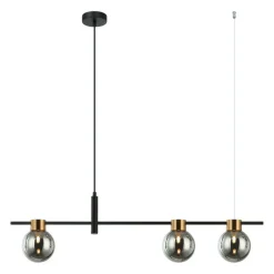 Store Pozioma lampa wisząca do salonu PND-5225-3-BK-SG z serii BLETTER Żyrandole Nowoczesne