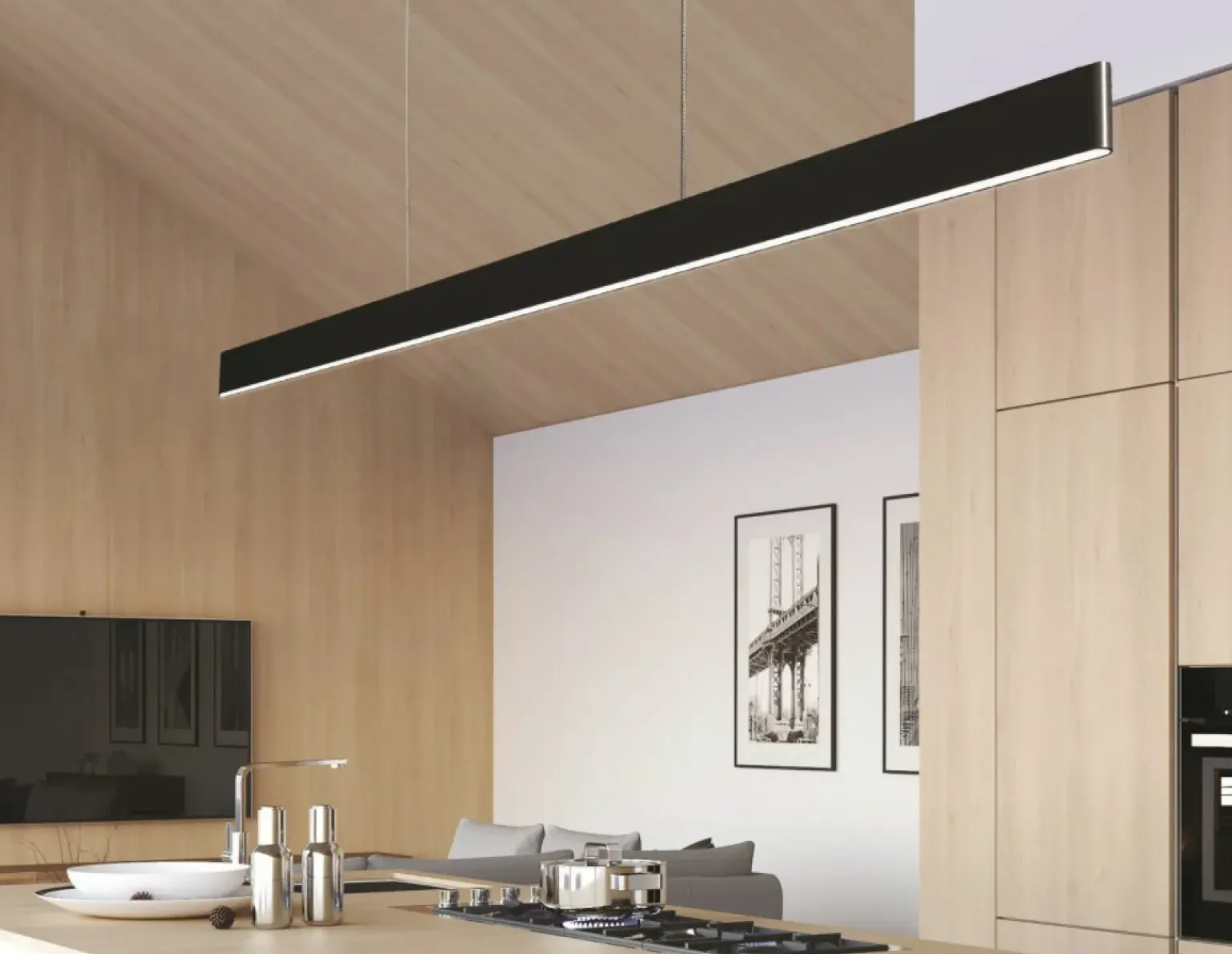 Flash Sale Pozioma, liniowa lampa wisząca oświetlenie stołu AZ5109 OLIVIER | Kaja Żyrandole Nowoczesne