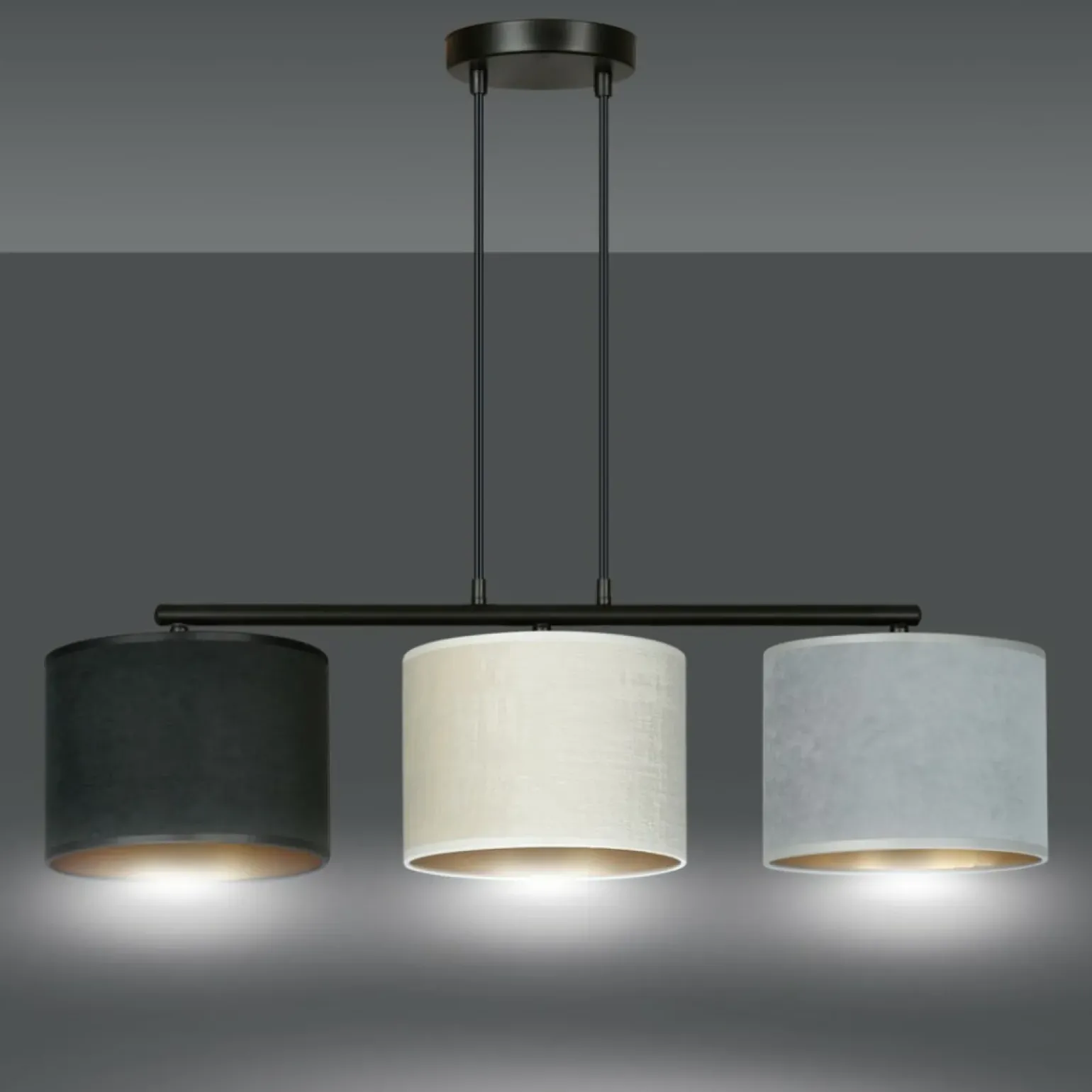 Cheap Poziomy zwis z kolorowymi abażurami 1055/3 HILDE | Kaja Oświetlenie Żyrandole Nowoczesne