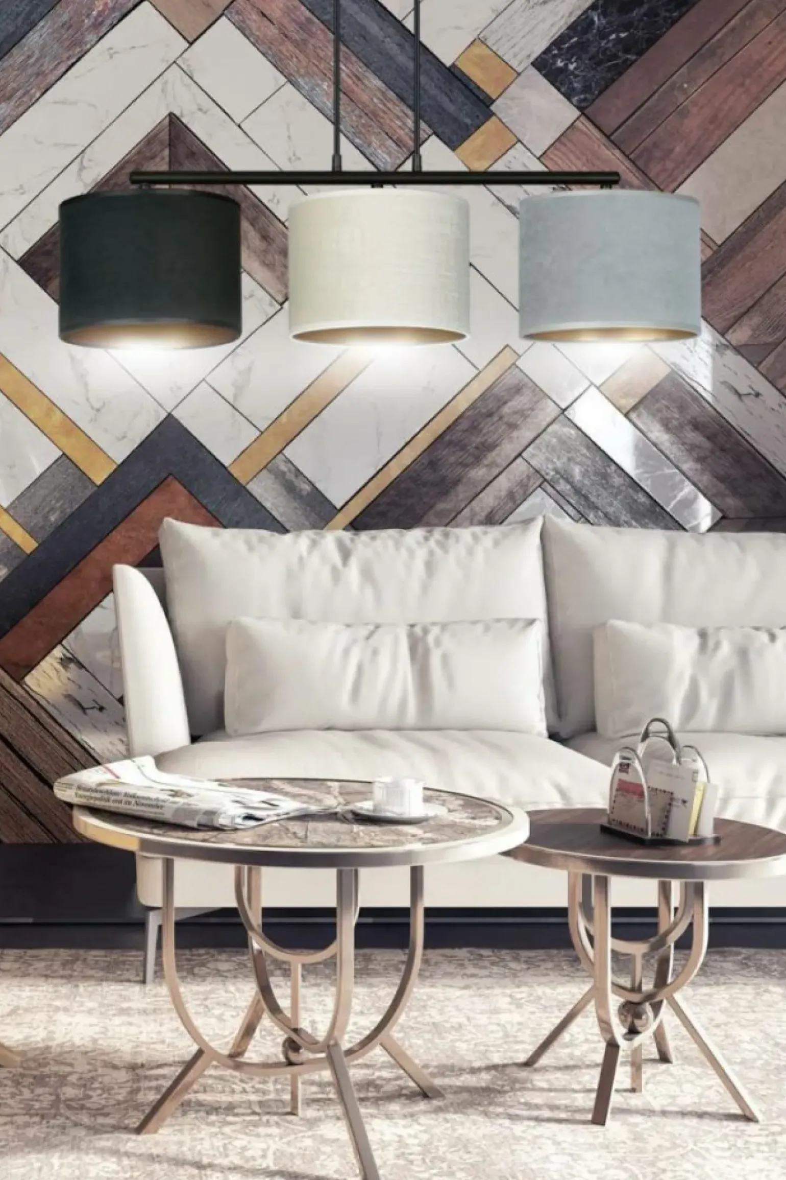 Cheap Poziomy zwis z kolorowymi abażurami 1055/3 HILDE | Kaja Oświetlenie Żyrandole Nowoczesne