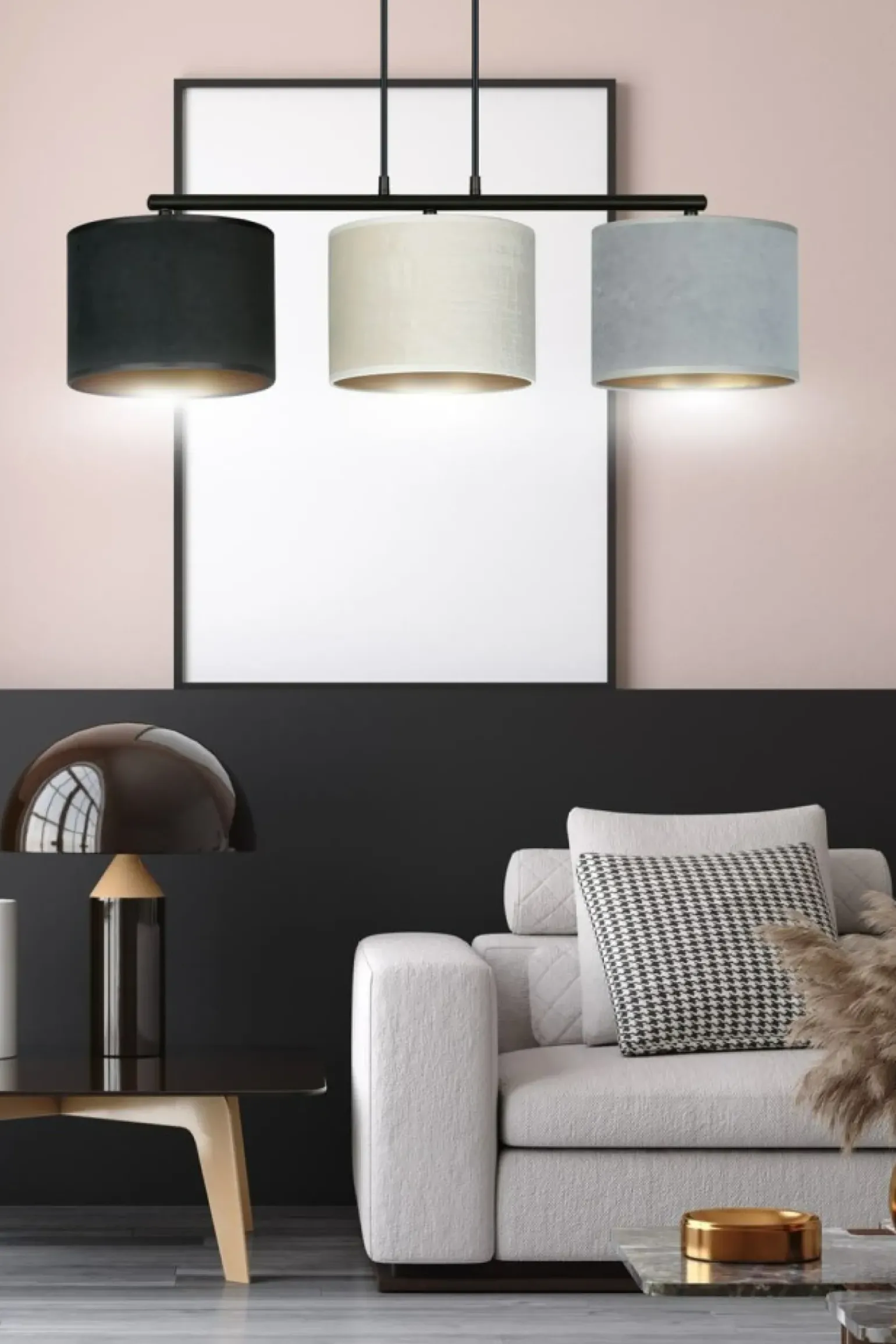 Cheap Poziomy zwis z kolorowymi abażurami 1055/3 HILDE | Kaja Oświetlenie Żyrandole Nowoczesne