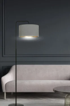 Sklep Kaja Prosta lampa podłogowa z szarym abażurem 1050/LP1 HILDE | Kaja