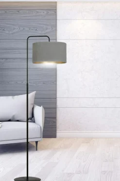 Sklep Kaja Prosta lampa podłogowa z szarym abażurem 1050/LP1 HILDE | Kaja