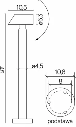 Sklep Kaja Prosta lampa stojąca, regulowany kąt świecenia 1061-450 z serii SIGMA | Kaja Ośw