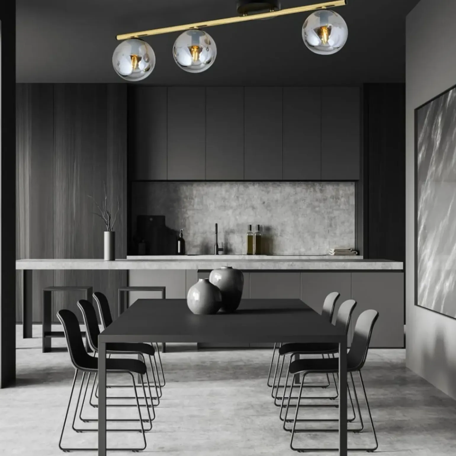 Best Prosta lampa sufitowa z grafitowymi kloszami 1250/3 z serii MONZA Żyrandole Nowoczesne