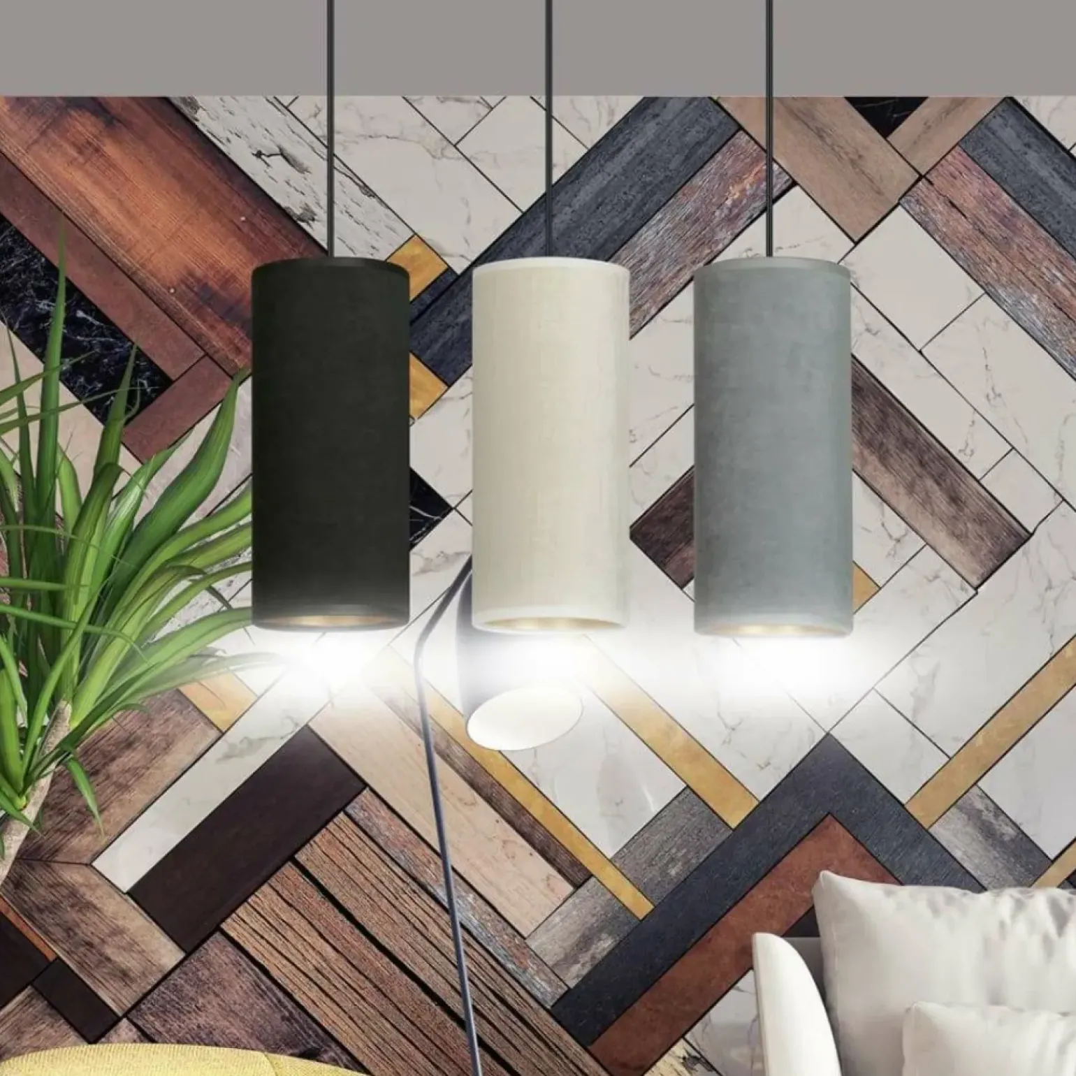 Clearance Prosta lampa wisząca z kolorowymi abażurami 1068/3 BENTE | Kaja Żyrandole Nowoczesne