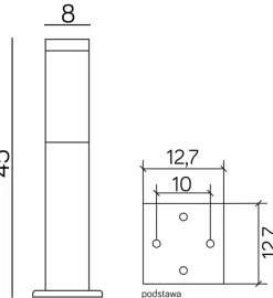 Sklep Kaja Prostokątna lampa stojąca ogrodowa SS802-450 BL z serii INOX KWADRAT | Kaja Oświ