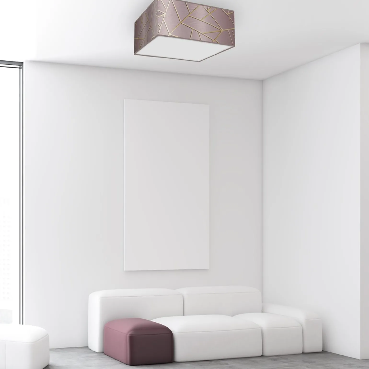 Sklep Kaja Prostokątny plafon sufitowy, w kolorze różu MLP7588 z serii ZIGGY | Kaja Oświetl