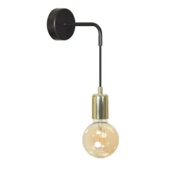 Sklep Kaja Prosty czarny kinkiet ze złotym zdobieniem 785/K1 | Kaja Oświetlenie