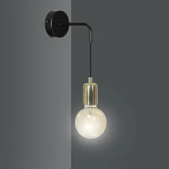 Sklep Kaja Prosty czarny kinkiet ze złotym zdobieniem 785/K1 | Kaja Oświetlenie