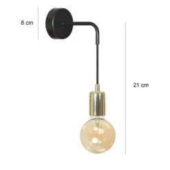 Sklep Kaja Prosty czarny kinkiet ze złotym zdobieniem 785/K1 | Kaja Oświetlenie