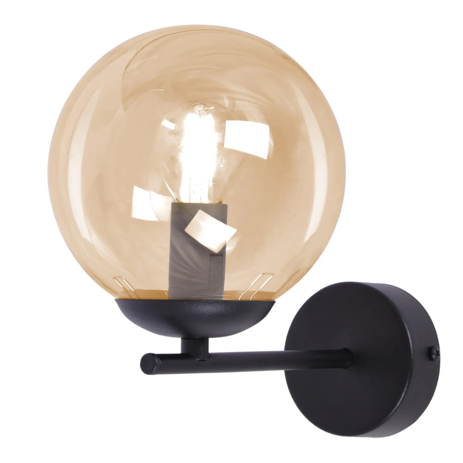 Sklep Kaja Prosty kinkiet ścienny, bursztynowy klosz, na E14 K-5306 z serii DELTA