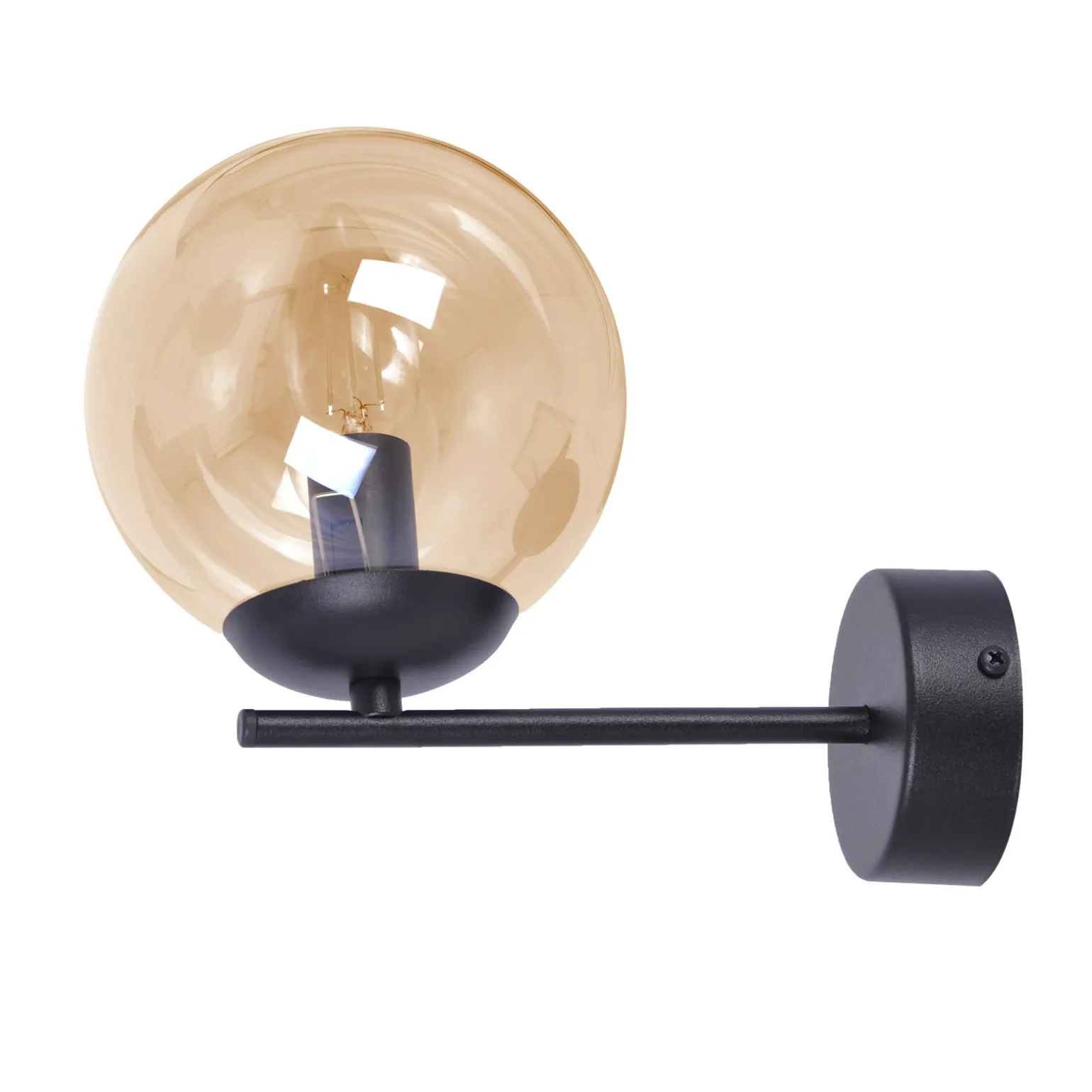 Sklep Kaja Prosty kinkiet ścienny, bursztynowy klosz, na E14 K-5306 z serii DELTA