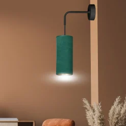 Sklep Kaja Prosty kinkiet z wąskim zielono-złotym abażurem 1058/K1 BENTE | Kaja